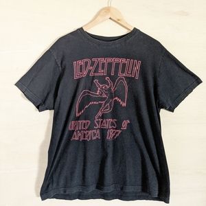 LED ZEPPELIN Distressed Black Red Band Tee 2006